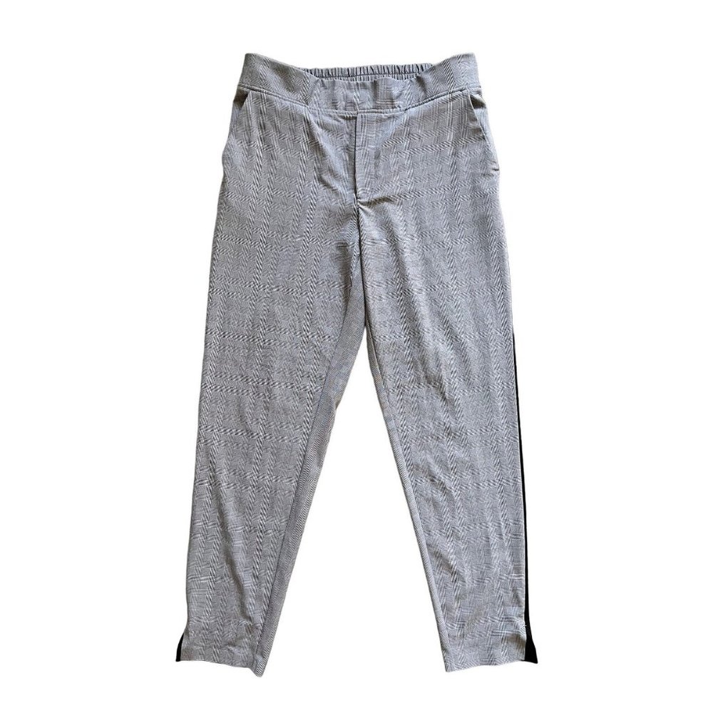 Athleta brooklyn plaid ankle pants black and white plaid size 12 tall EUC